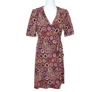 NWOT Trina Turk Geometric Print Jersey Wrap Dress Womens 10
